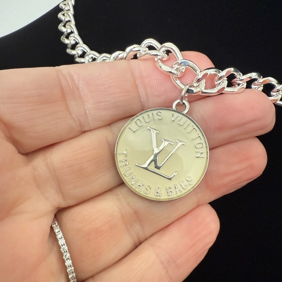 Silver-tone Chain Necklace with Pendant - Picture 2 of 5